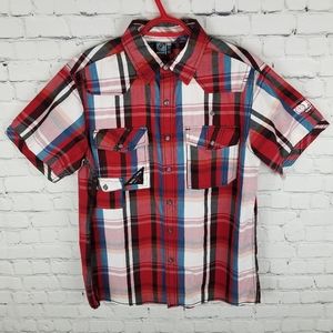 BURNSIDE | plaid button up short sleeve shirt